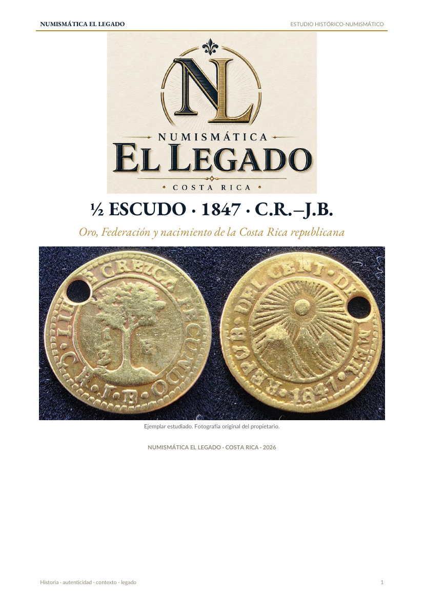 Portada ½ Escudo · 1847 · C.R.–J.B.